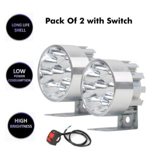 Motopack MTP9FLWS 9W 9 LED Round Fog Light Heavy Duty Waterproof Spot Beam Pod Work Lamp for Motorcycle Jeep SUV Car and Truck (Pack of 2, with Switch)